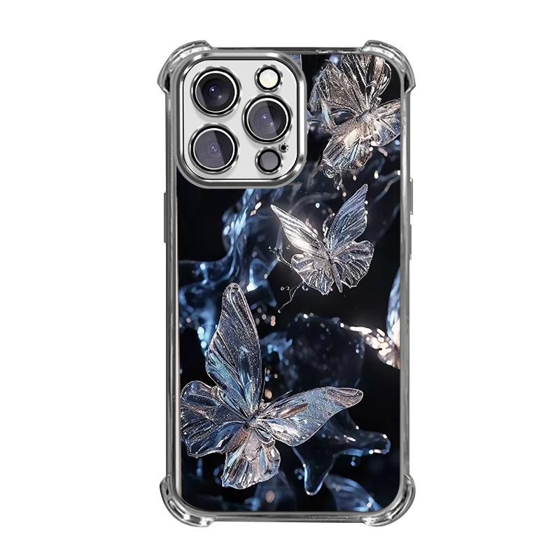 Dream crystal butterfly suitable for iphone16pro electroplated frame mobile phone case Apple 15/14pm anti-collision soft case