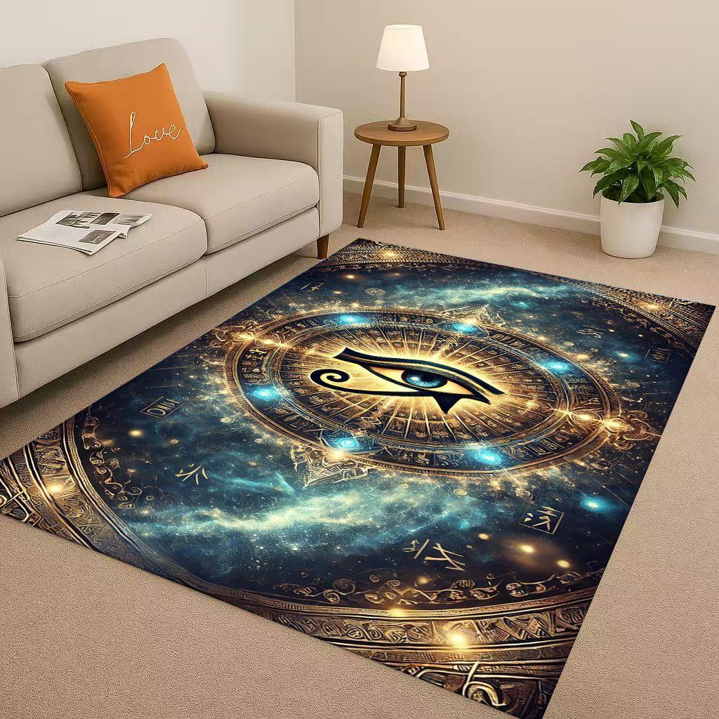 Retro Ancient Egypt Pictographic Eye of Horus Living Room Non-Slip Area Rug Carpet for Bedroom Sofa ,Easy Clean Home Doormat
