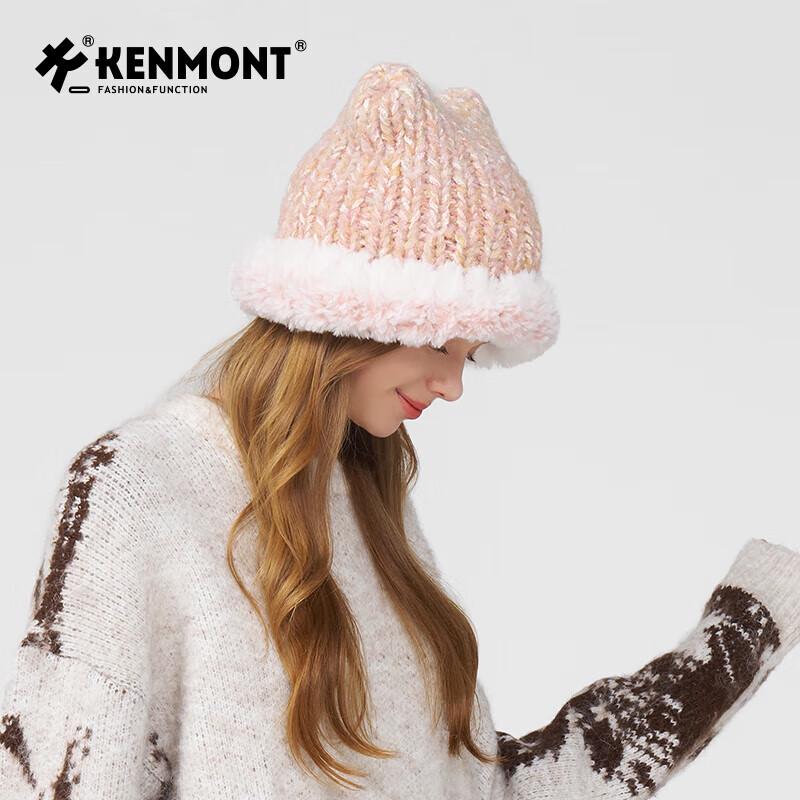 Женская плюшевая вязаная шапка с ушками кошки Kenmont 57-59cm