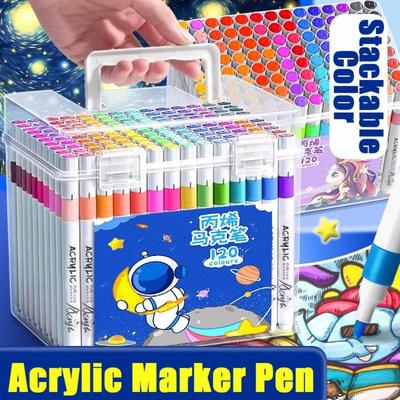 12-120 Colors Washable Acrylic Marker Pen Quick Drying DIY Color Paint Pen  Stone Paint