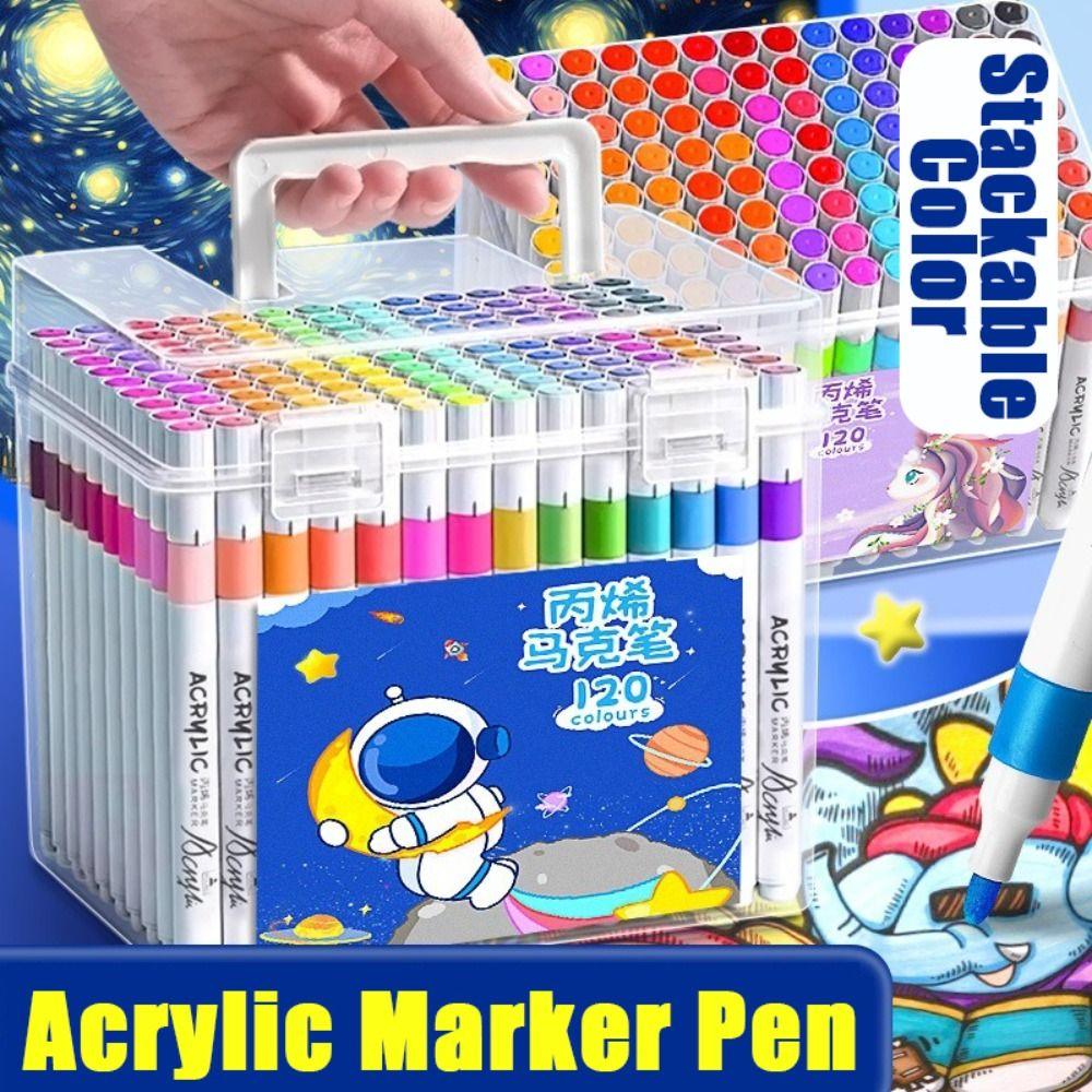 12-120 Colors Stackable Color Acrylic Marker Pen Washable Art Painting Markers  Stone Paint
