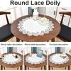 Elegant White Lace Jacquard Round Doily Tablecloth Table Topper Decoration Cover for Home Dresser Scarf and Table Centerpiece 24 Inch