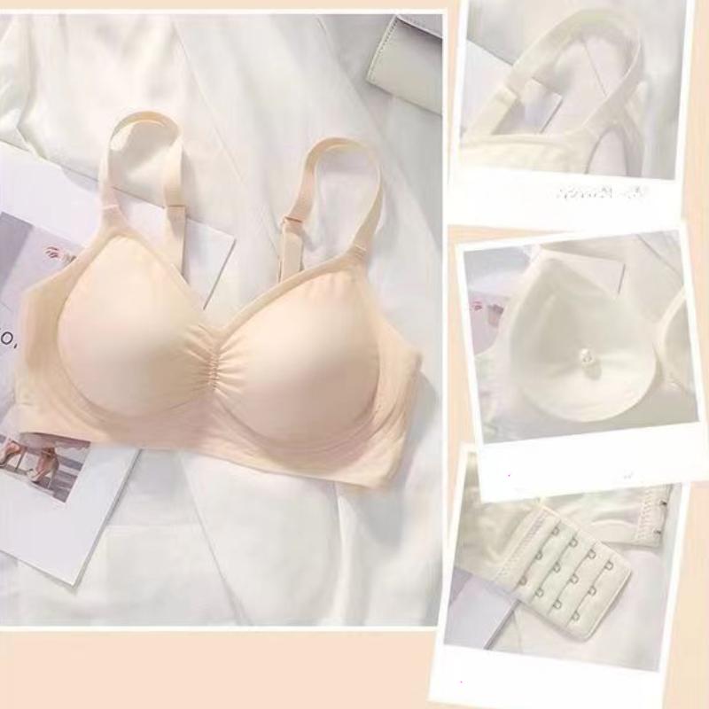 Women's Solid Color Seamless Bra Push-Up Outer Expansion Type Anti-Drooping Side Boob Control Wire-Free Underwear