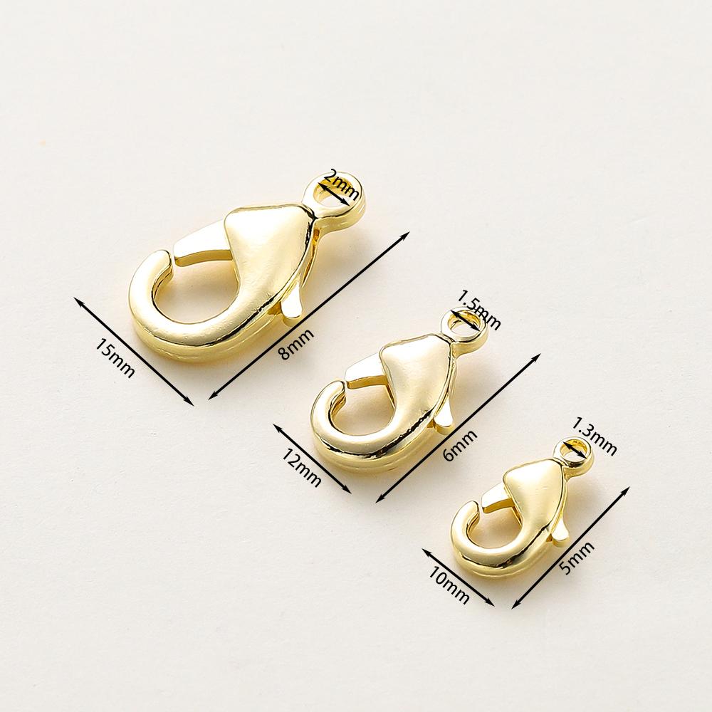 10pcs/bag 14K 18K Gold Plated 10mm 12mm 15mm Lobster Clasps Necklace Bracelet Connector Clips For DIY Jewelry Making Accessories