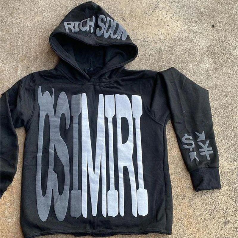 Europäisches und amerikanisches Y2K-Sweatshirt mit dunklem Kapuzenpullover mit Schaumstoffbuchstaben