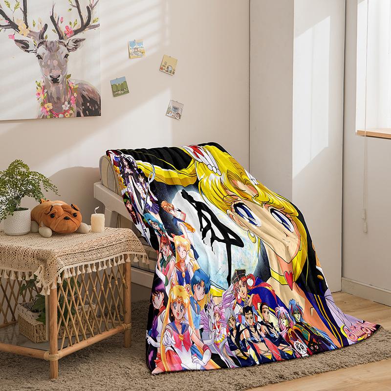 Japanese Beauty Girl Series Flannel Fleece Blanket 3D Printed Sofa Blanket Thickened Blanket