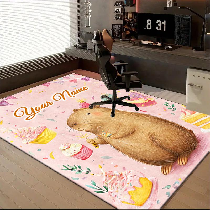 1PC Custom Name "Happy Birthday Celebration" Theme Floor Mat Ideal for Living Room, Game Rooms, Office, Bedroom,Floor Mat Playful Design