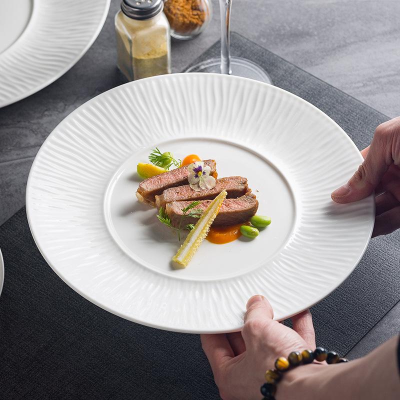 Nordic Western Food Plate Steak Plate Special Bone Plate Personalized Home Pasta Plate Restaurant Hotel Ceramic Tableware