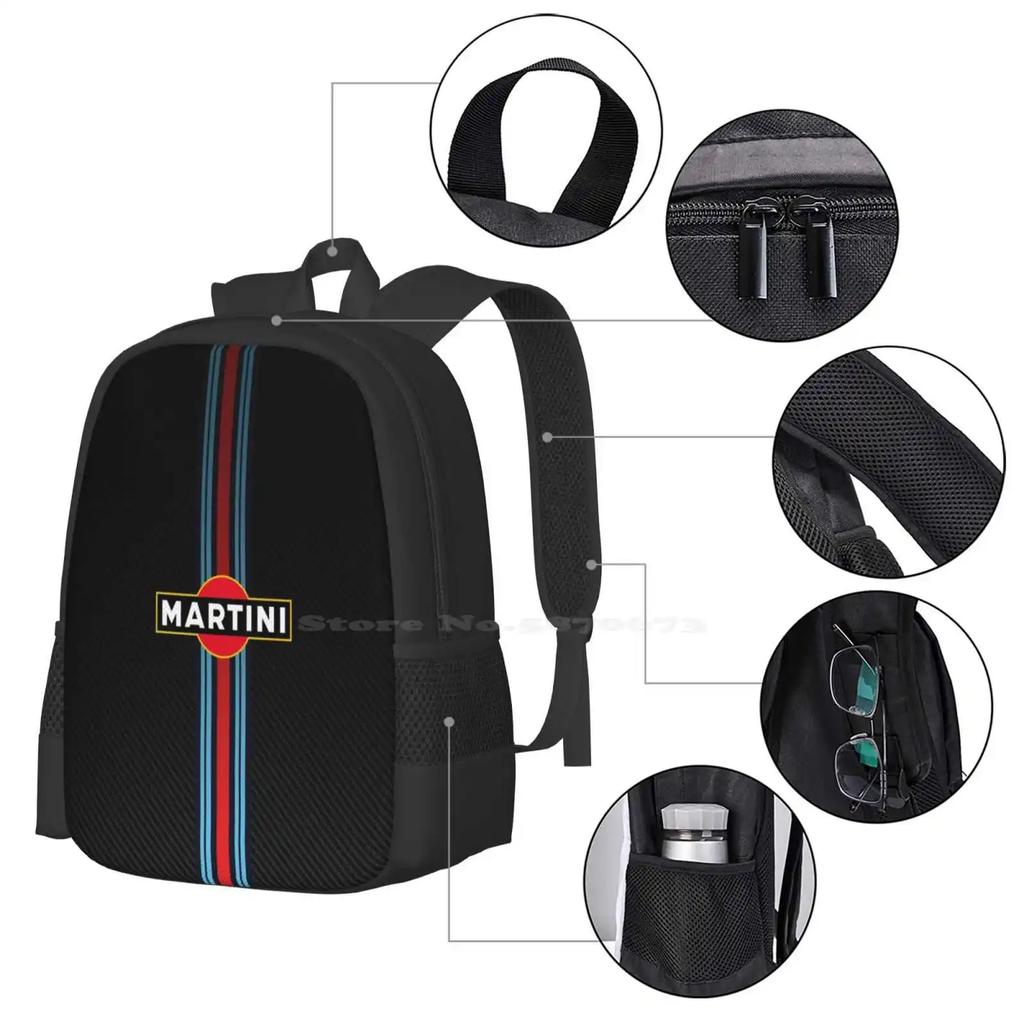 Racing Stripes New Arrivals Unisex Bags Student Bag Backpack Vermouth Racing Cocktail
