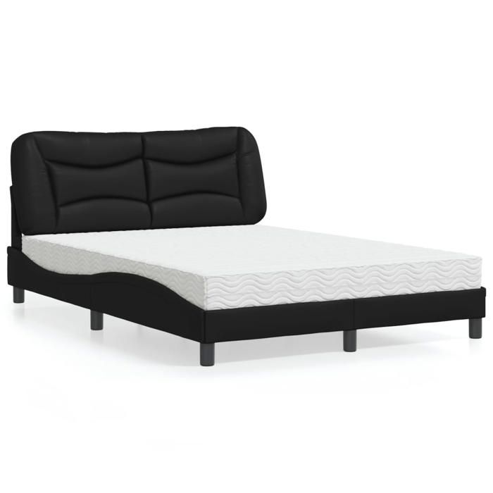 VidaXL Bed with Mattress Black 140x200 Cm Faux Leather 3208724