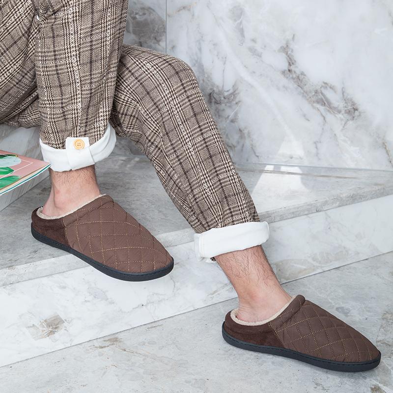 Men Cotton Slippers Winter Casual Warm Plush Sneakers Non-slip Outdoor Men Cotton Shoes Male Soft Sole Slippers Big Size 49 50