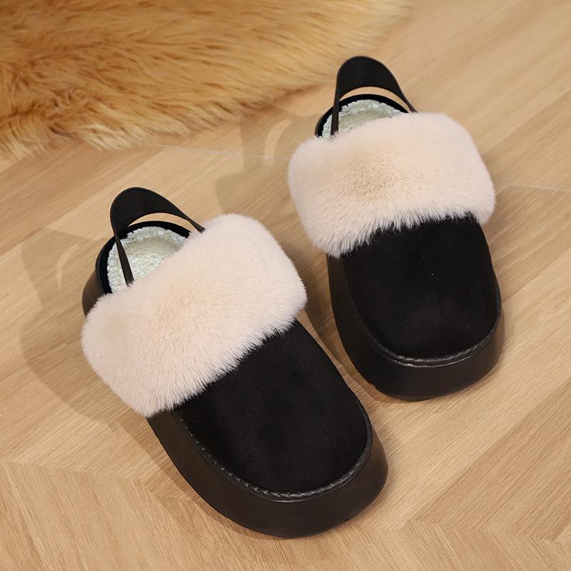 Wearing snow cotton boots, women's cotton slippers, women's winter thick-soled velvet to keep warm ins