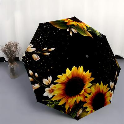 1pc Sunflower Night Garden Umbrella with Plastic Handle,Vibrant Cartoon Pattern,Multi-functional UmbrellaPT206