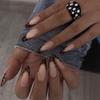 Europe & America Solid Color Wearable Nail Patches: French Leopard Print, Removable, 24 Pieces
