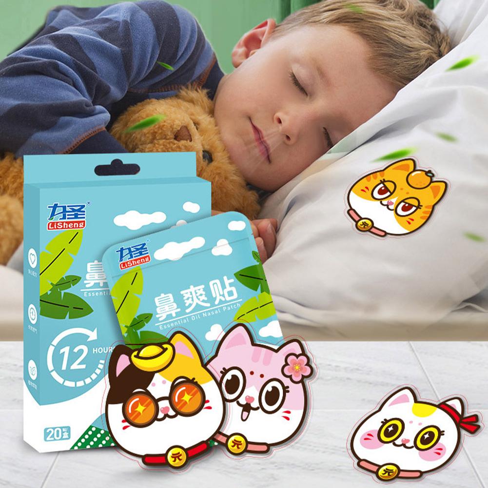 20pcs Nose Refreshing Patch Correction Lip Nose Breathing Improving Patch For Children Cartoon Night Sleep Sticker Tape