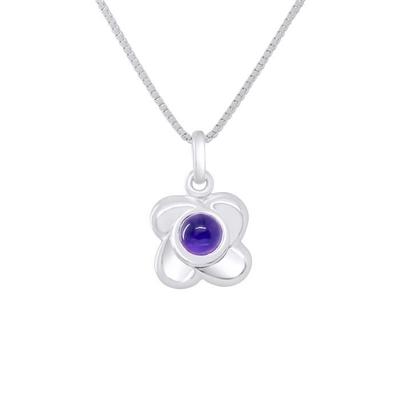 Children's Pendant - LÉA &; ARTHUR - Small Flower Motif - 925 Silver - Amethyst - Mixed