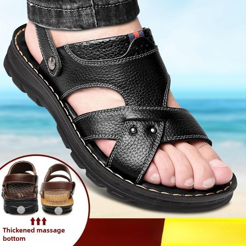 Móda Vysoce kvalitní kožené pánské sandály Pohodlné plážové boty pro muže Prodyšné Protiskluzové Odolné proti opotřebení Pánská obuv Chanclas De Hombre