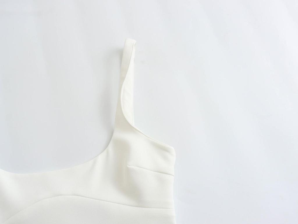 2024 Damen Frühlingsfest Ärmelloses Figurbetontes Midi-Kleid in Uni Weiß oder Schwarz