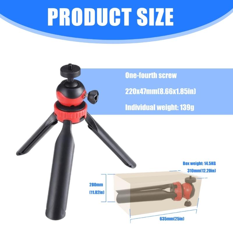 Mini ausziehbarer Schreibtisch-Stativ-Handgriff-Fotografie-Halterständer Flexibler Kugelkopf 1/4-Zoll-Schraubhalterung für Selfie