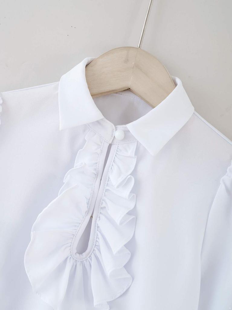 Boys Renaissance Shirt Long Sleeve Turndown Collar Ruffle Lace Cuffs Button Front Solid Color Costume Top for Historical Events
