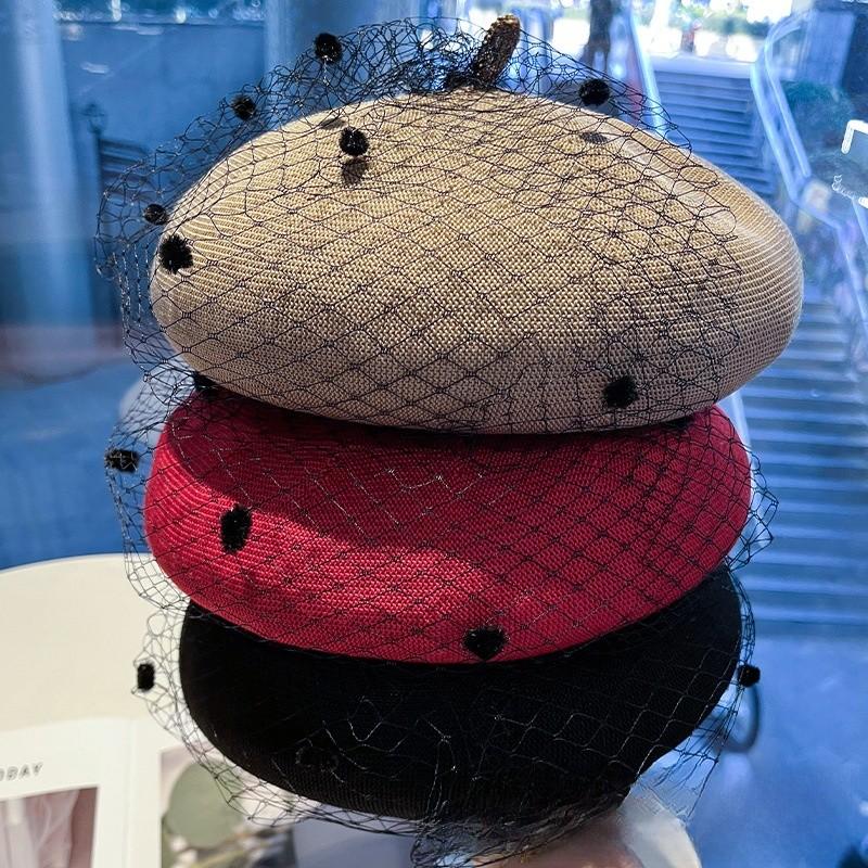 Stylish Mesh Cotton Beret Hat For Women With Vintage Design And Breathable Fit For Daily Use