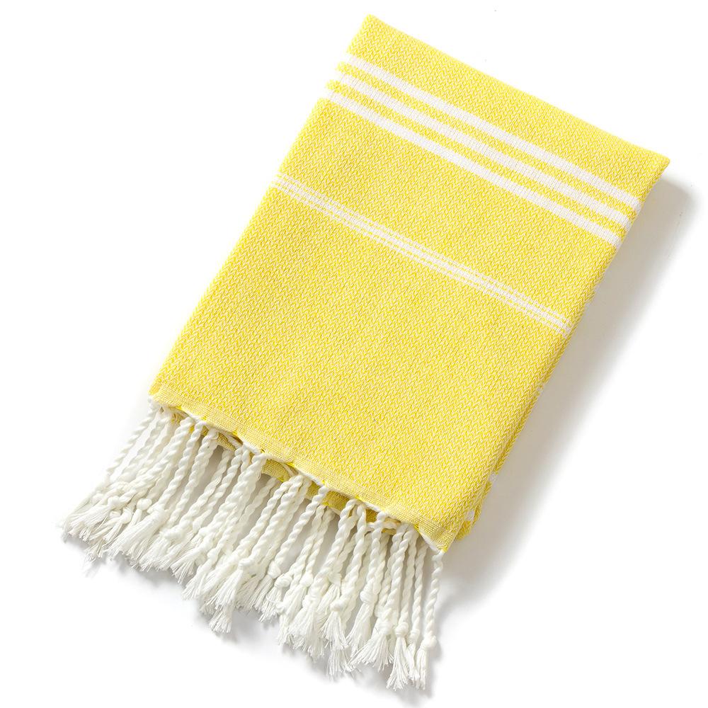 Oversized 90x180cm Turkish Beach Towel - Highly Absorbent Yarn-Dyed Striped Peshtemal with Tassels for Adults