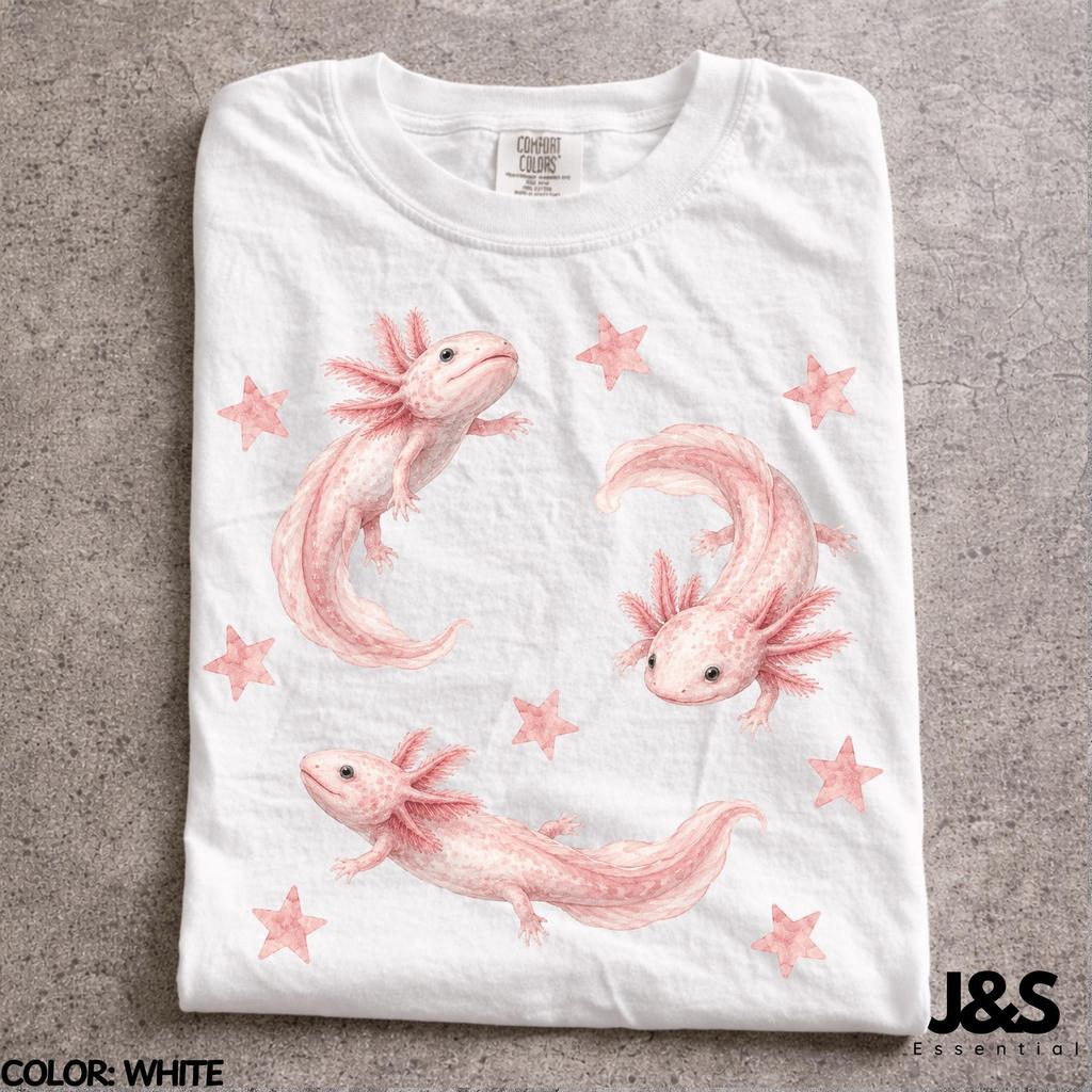 Cute Axolotl Shirt, Watercolor Axolotl Graphic Tee, Pink Aquarium Animal Shirt, Pastel Kawaii Sea Creature Tee, Axolotl Lover Gift