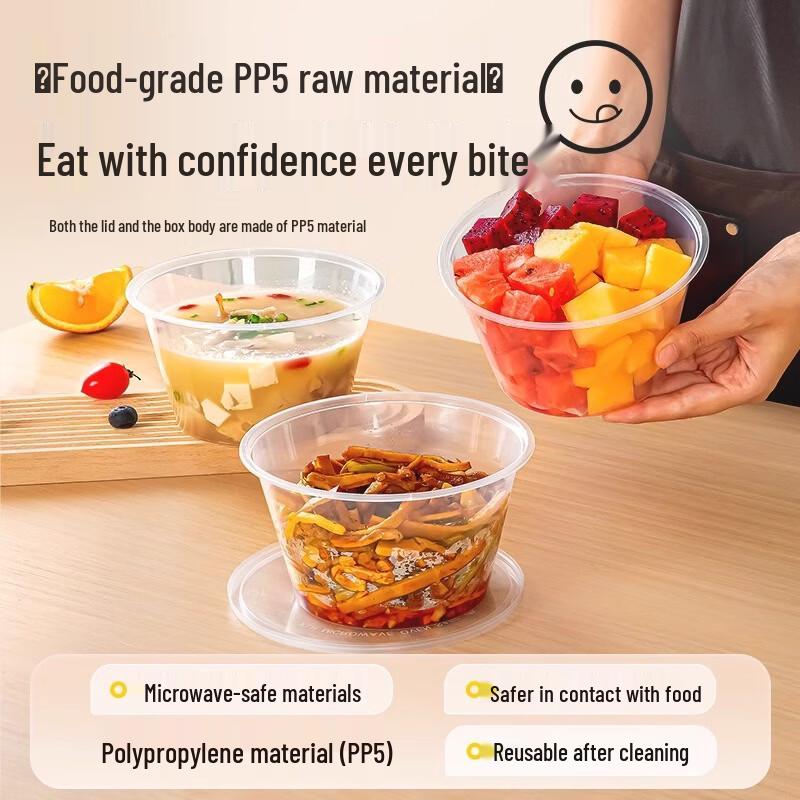 Temeiju Disposable Round Takeout Bowls with Lids