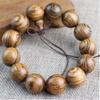 Purple Yew Wood Handcrafted 108-Piece Tiger Skin Sandalwood Buddhist Beads Bracelet for Couples