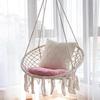 Nordic Style Cotton Rope Hanging Chair with Tassels – Indoor/Outdoor Swing for Balcony and B&B