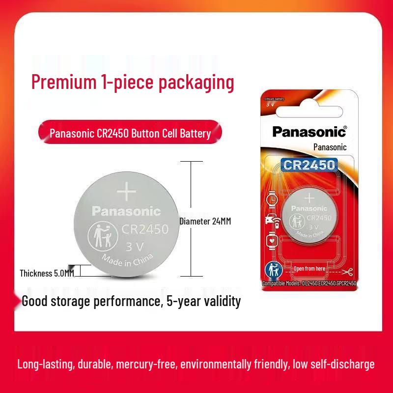 Panasonic CR2450 3V Lithium Battery for Bluetooth Devices & BMW Remotes