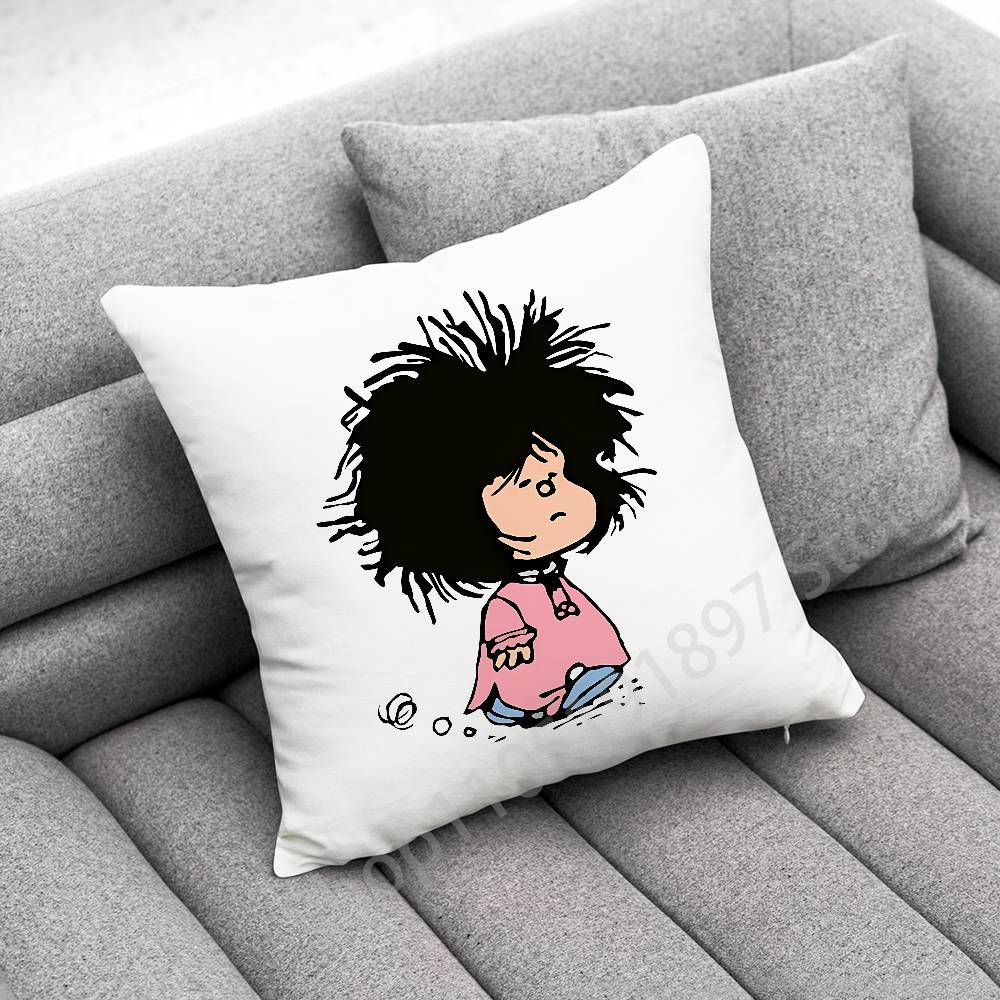 Cute M-Mafalda Girl Comic Throw Pillow Case For 45x45cm 40x40cm 55x55cm 50x50cm 30x30cm Square Car Pillowcase Shell