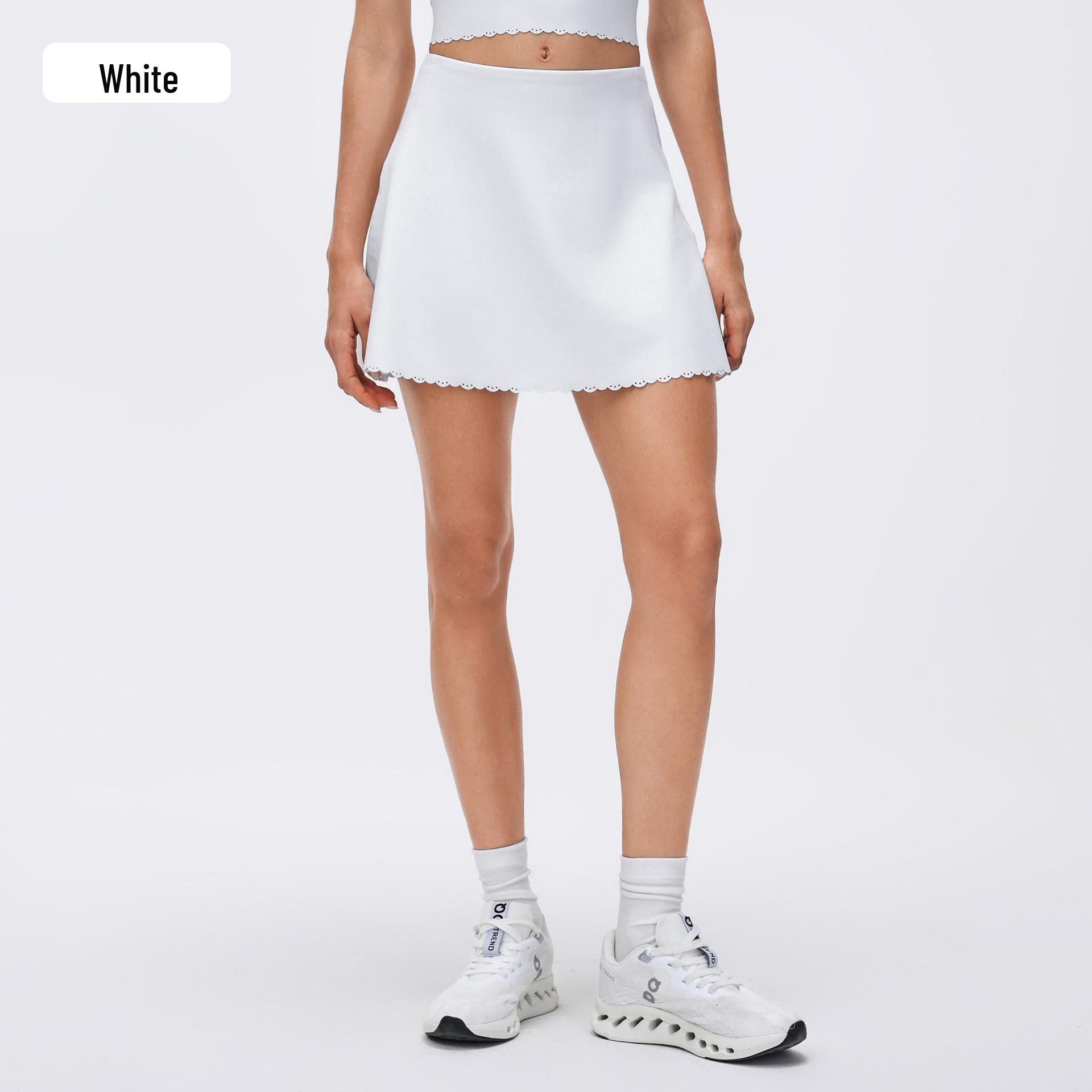 

Women s Lightweight Breathable A-Line Yoga Tennis Skirt with Shorts - Solid Color, Perfect for Running and Outdoor Fitness. 8 білий