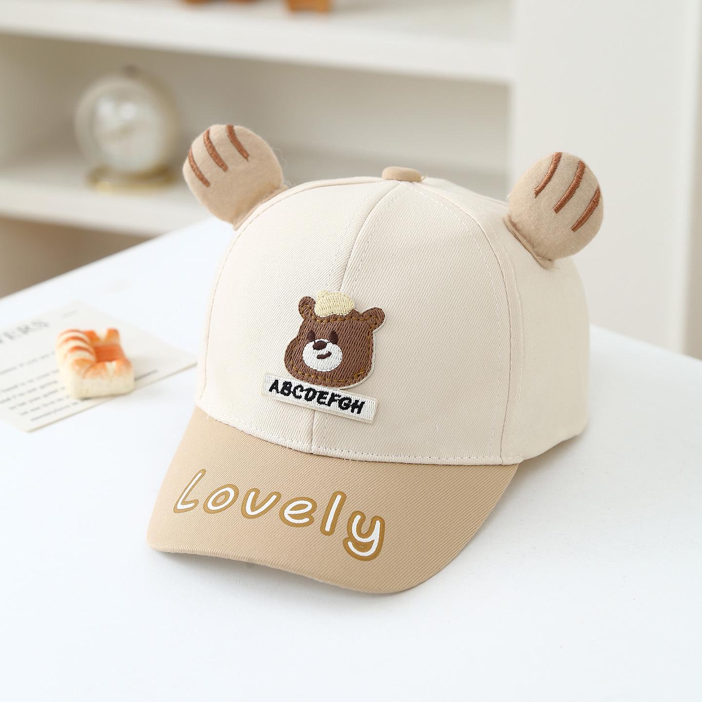 

Color-block Bear Ears Kids Baseball Cap: Fun, Trendy Sun Protection Hat for Children One Size