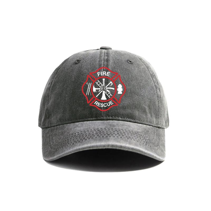 Fire Rescue Baseball Cap Women Men Outdoor Firefighter Fireman Caps New Distressed Dad Hats MZ465
