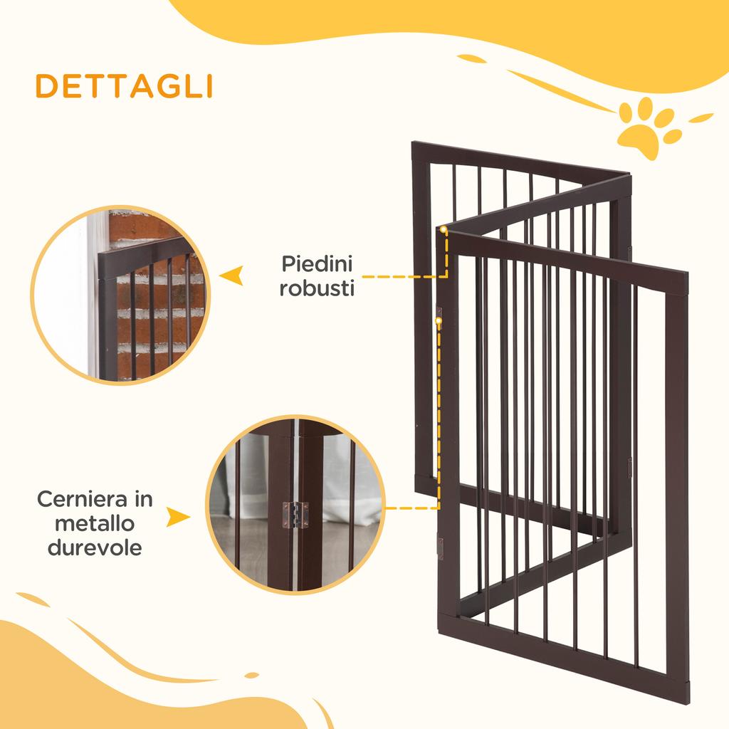 Portable 3-Section Dog and Pet Gate, Foldable Safety Divider, 160x1.2x76cm, Brown