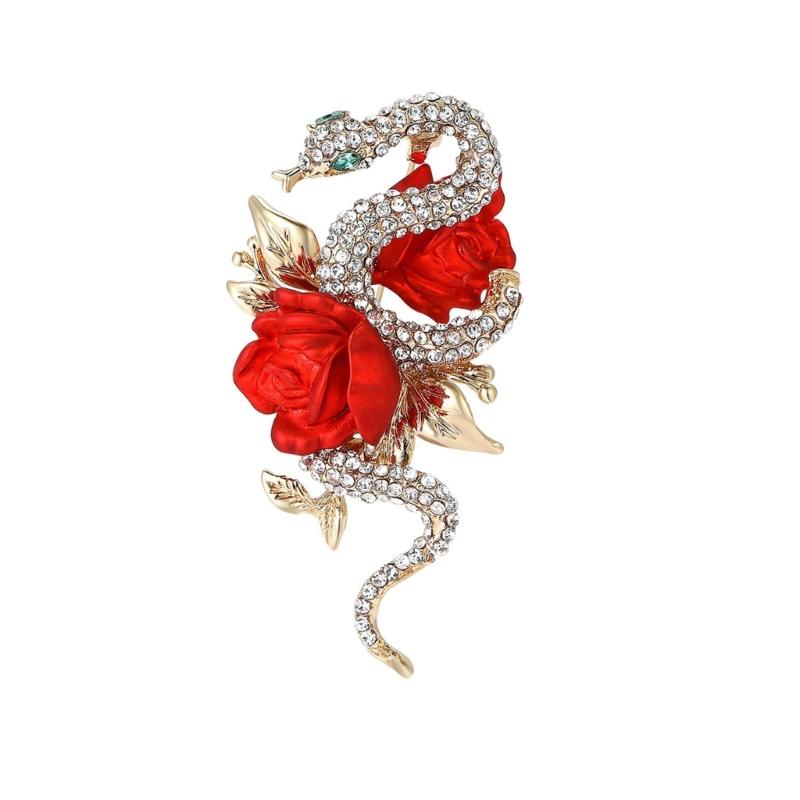 Unique Rose and Snake Brooch Chic Rose And Snake Brooch Artistic Badge Designed For Elites And Artistic Women