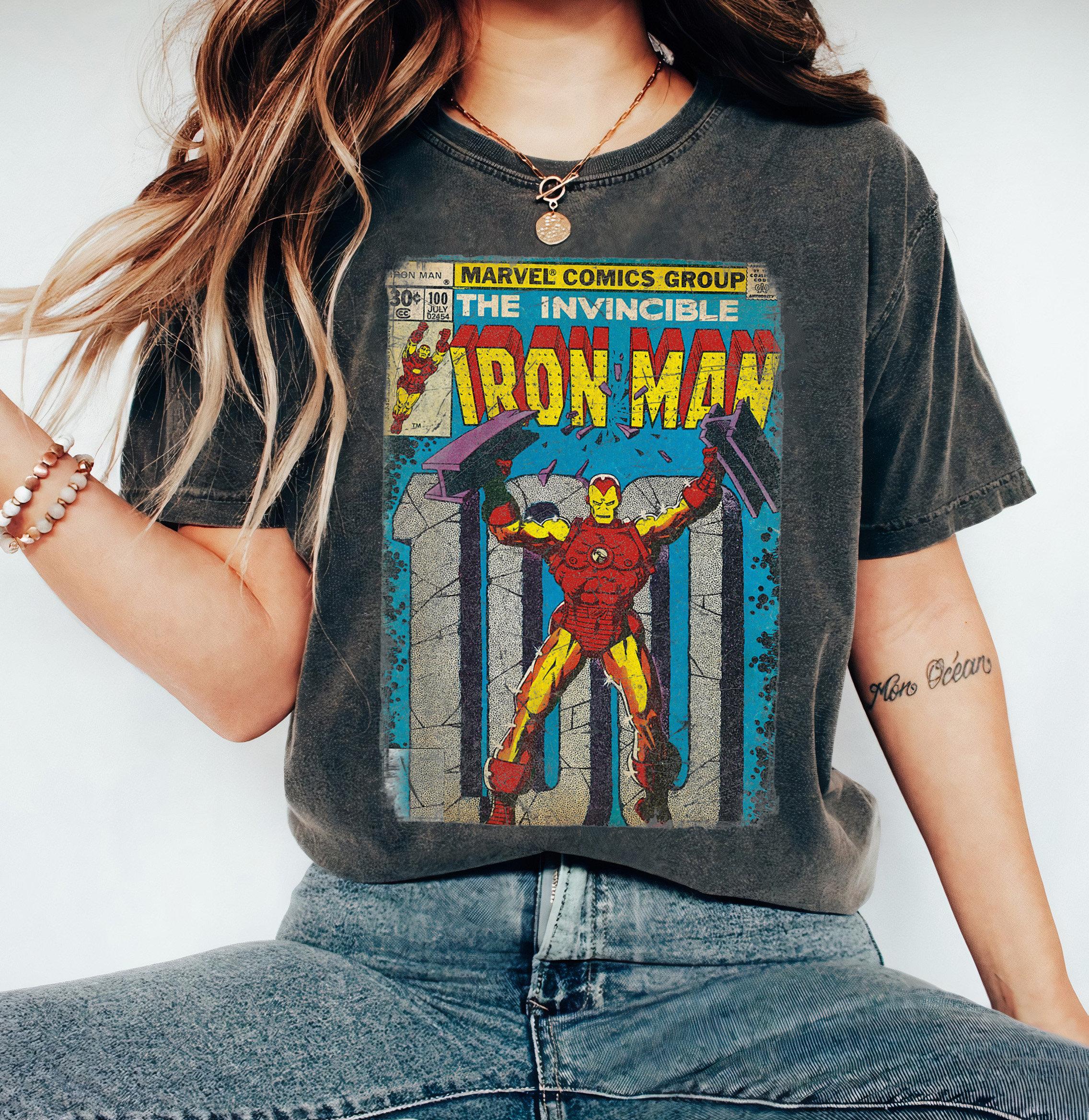

Womens Marvel Iron Unisex Classic Retro TShirt Streetwear Pure Cotton Short Sleeve Unisex Oversized Loose Casual Stylish S