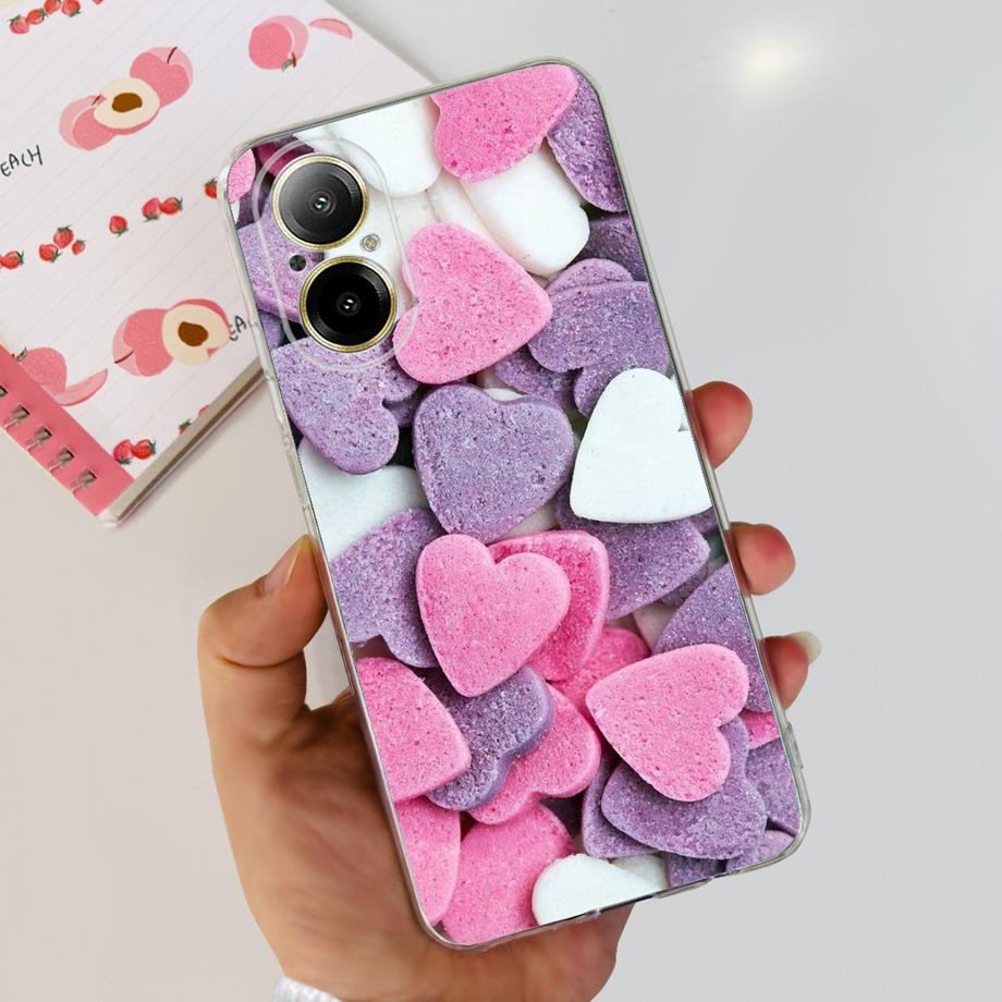 Weiche TPU-Stoßstange Hüllen für Realme C67 4G RMX3890 Rückabdeckung Dünnes Klares Silikon Handyhülle Damen Mode Malerei Funda C 67 4G