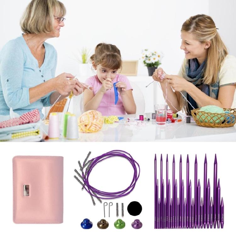 3.0mm-6.0mm Interchangeable Circular Knitting Needle Set with Case and Accessories Circular Knitting Pins for Woman