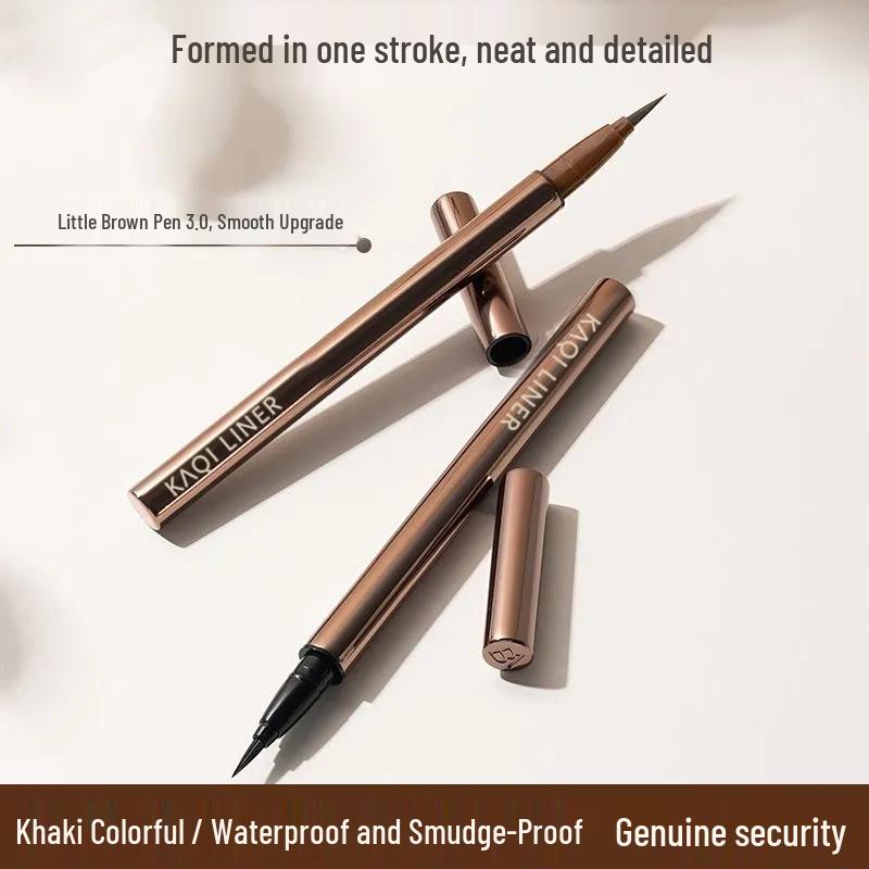 Khaki Quick-Dry Colorful Eyeliner Pen - Long-Lasting, Ultra-Fine, Waterproof, Non-Smudging, Sweat-Proof for Beginners.
