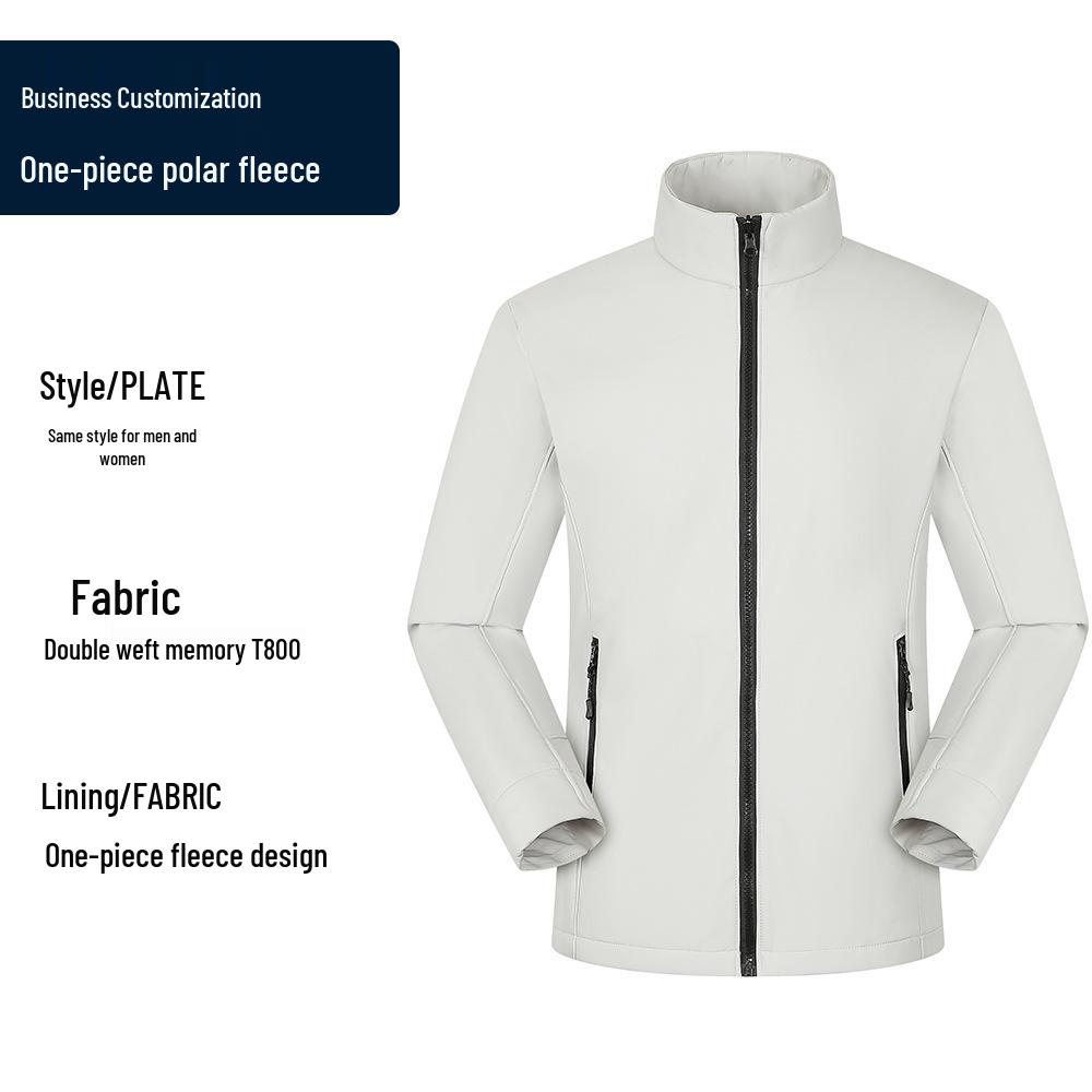 Lightweight Fleece-Lined Softshell Jacket with Custom Logo Printing for Outdoor Work Uniforms M