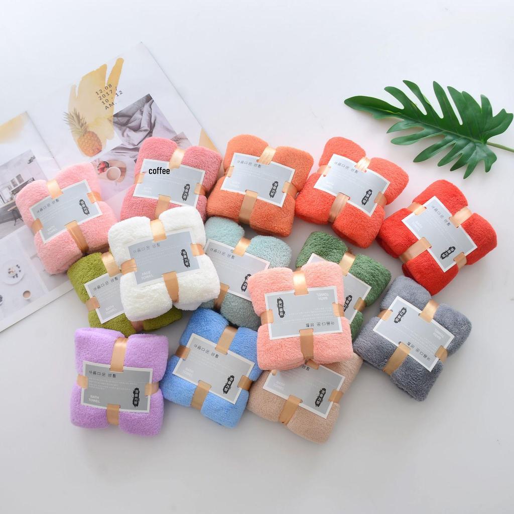 Coral Fleece Ribbon Square Towel - Wedding Souvenir Gift