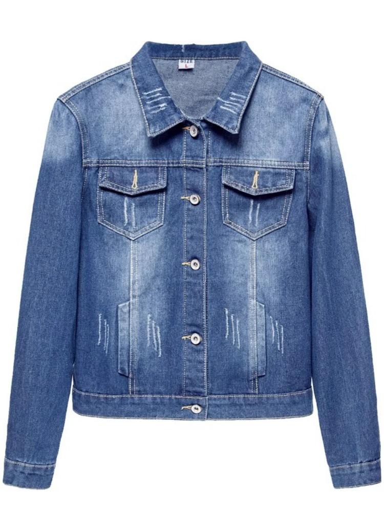 Plus Size Women's Denim Jacket: 2026 Spring/Autumn Slimming, Versatile, Loose Fit Short Top