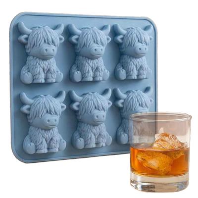 1/2Pcs Ice Cube Mold Mini Highland Cow Food Grade Silicone Reusable Ice Cube Tray Easy To Demold Ice Cube Maker Kitchen Tool