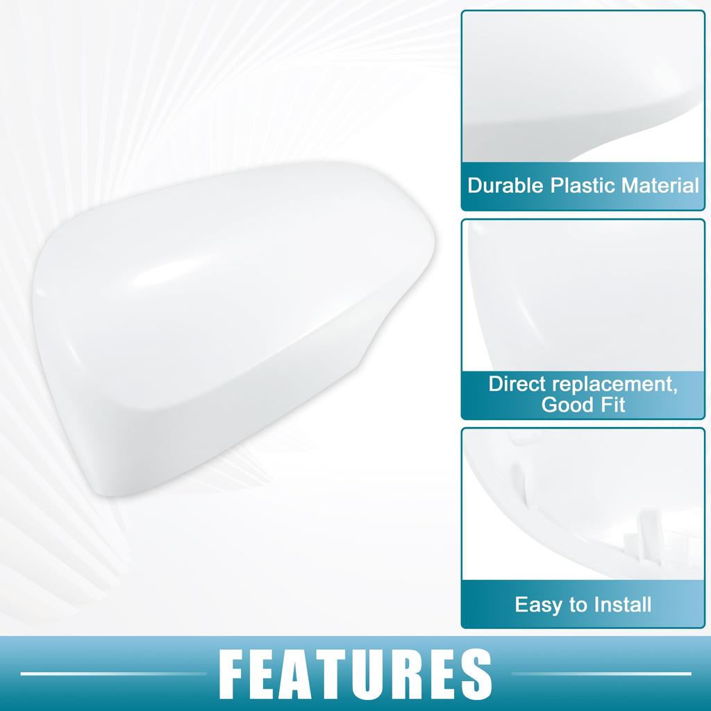 ABSOPRO Rearview Mirror Cover Part Number Left Door Mirror Cover for Toyota Prius C ABS White Cap, 8794552170B3, 2012-2018, Plastic,