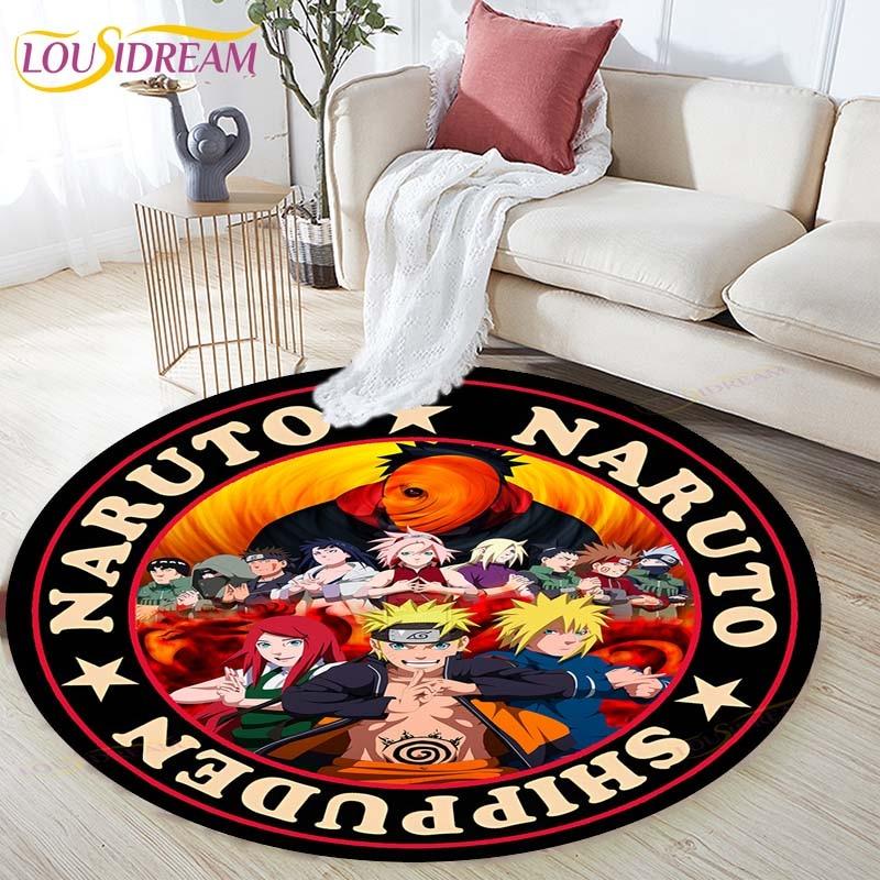 Cartoon Naruto Round Children Carpet Simplicity Animal Bunny Bee Pattern Children Flannel Carpet Baby Hand Print Carpet