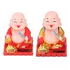 Buddha Figurine Eco Friendly Auspicious Smiling Eyes Monk Decoration Auto Shaking Hand Solar Power Energy Saving for Indoor