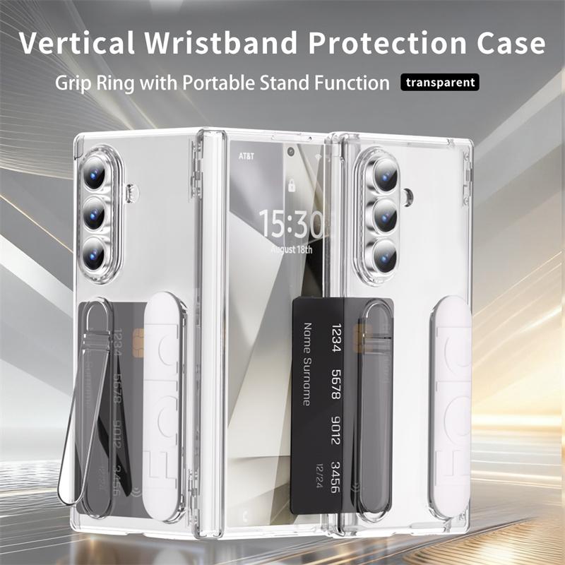 

For Samsung Galaxy Z Fold 7 6 5 4 Wristband Holder Hinge Card Slot Phone Case With Pen Slot & S Pen Screen Protector Film Cover For Galaxy Z Fold 7