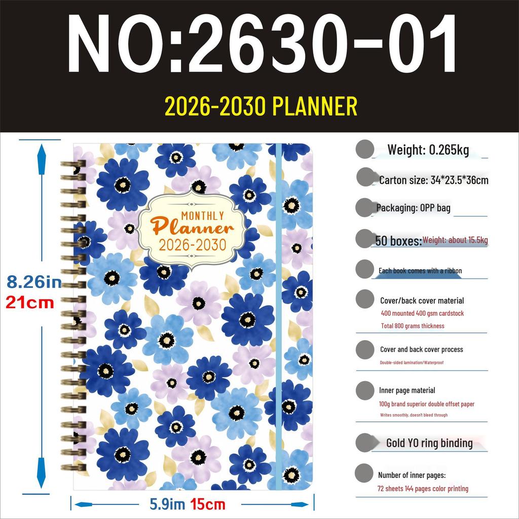 2026-2030 Planner: Cross-border Hot-selling Daily Journal Notebook